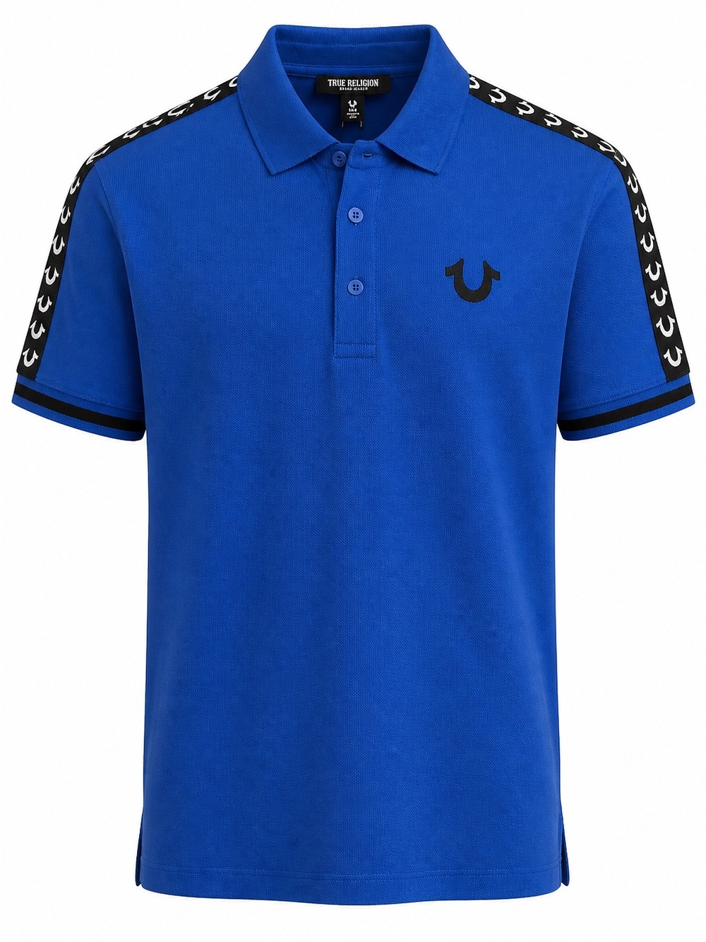 True Religion Blue Polo with Black Logo Tape Trim